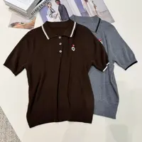 深圳南油白桃美美 一颗心拼色翻领欧美风短袖针织衫新款显瘦A2951