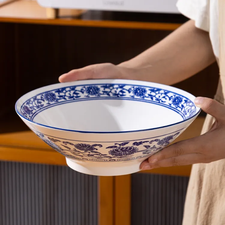 青花瓷汤碗家用简约大号汤碗加厚加深大容量汤碗面碗饭碗水墨风