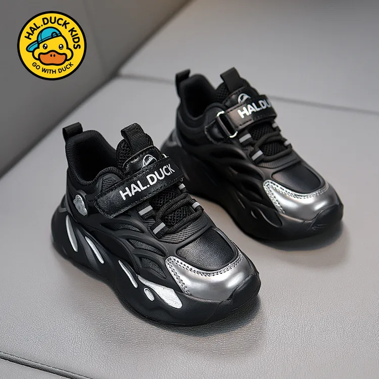 小黄鸭童鞋2025新款秋冬韩系小童鞋子潮款男童低帮鞋皮儿童运动鞋