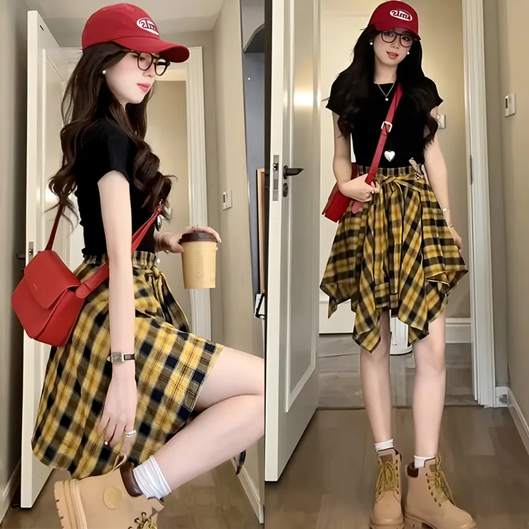 夏日多巴胺穿搭一整套时尚韩系慵懒风独特绝美气质两件套装裙子