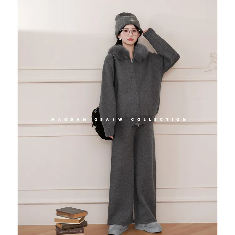 maodan/猫单【塞林漫步】孕妇套装秋冬新品宽松时尚街头毛衣裤子