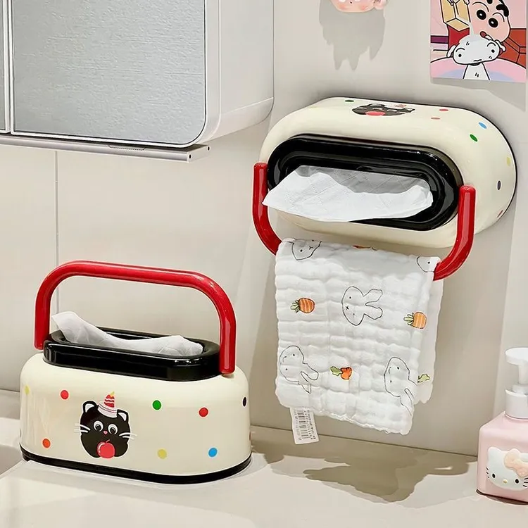 桌面餐巾纸盒壁挂免打孔纸巾盒手提毛巾架浴室厨房卫生间纸盒aaa