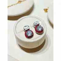 铜合金锆石耳饰 O1-053【小m冰糖白锆珐琅红迷你耳钉】