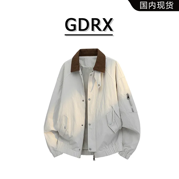 GDRX复古潮流飞行夹克男士秋季工装百搭宽松休闲大码轻奢痞帅外套
