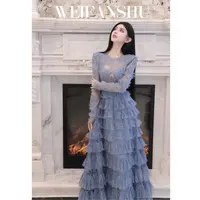 WEIFANSHU/魏凡舒【星际奇缘】秋冬新款设计感蕾丝优雅私定连衣裙