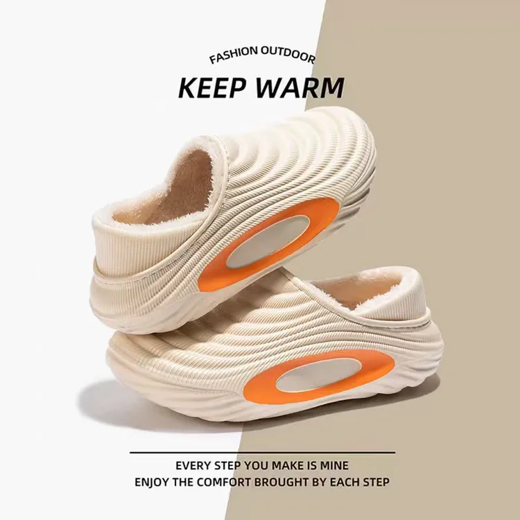2025时尚男女款冬季棉鞋室内外两穿一脚蹬加绒保暖棉拖
