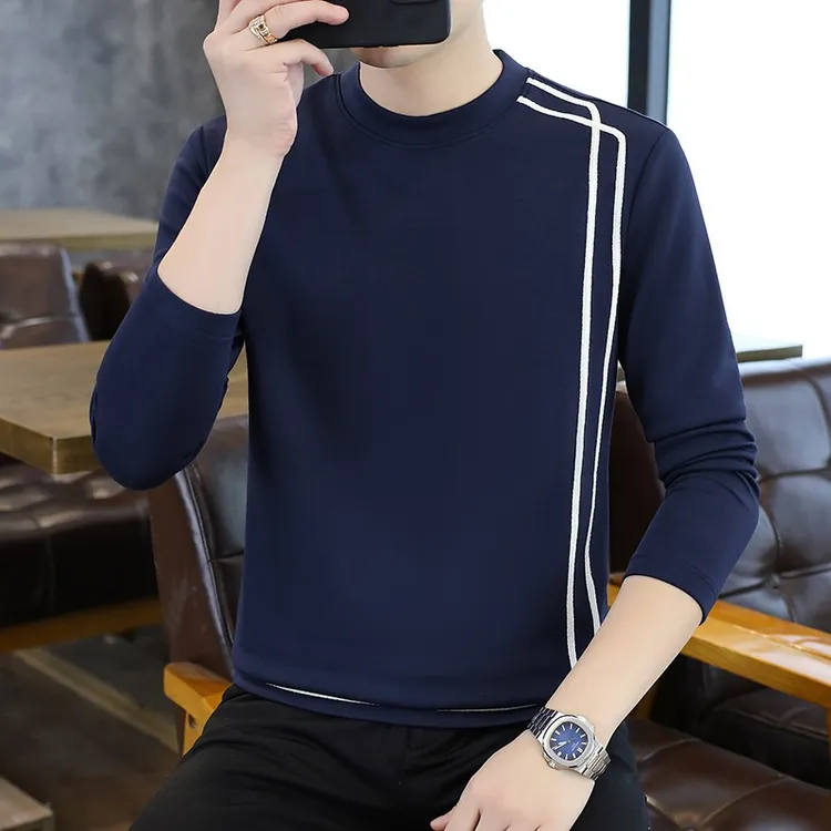 长袖卫衣男士2025春秋季新款圆领套头T恤休闲百搭简约打底衫上衣