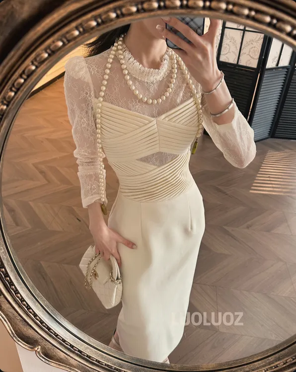 【现货】LUOLUOZ【西海秋意】气质网纱绝美女神范长款连衣裙JF982