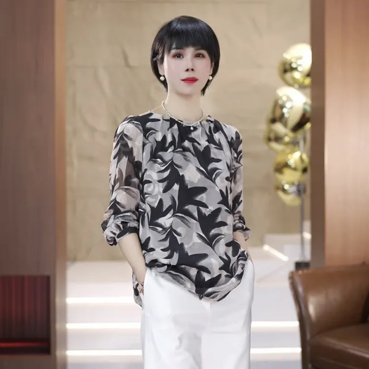 【渲渲推荐】QQ-2177春夏季2025新款时尚乔其剪花衬衣