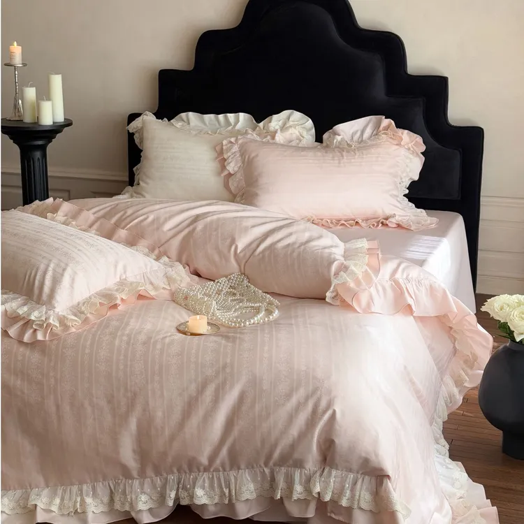 巷子戏法A类100支全棉色织提花床上四件套纯棉床单笠被套轻奢床品