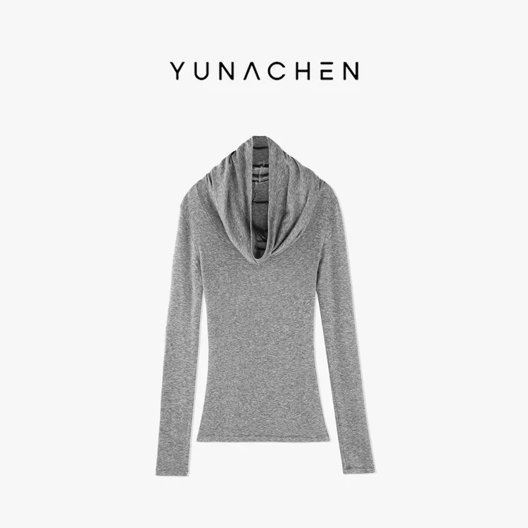 菠萝宝宝yuna【灰色智系】天丝羊毛高领一衣多穿长袖T恤YH23
