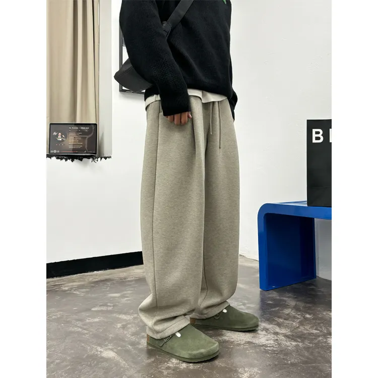 慵懒风潮牌弯刀卫裤秋季重磅宽松百搭休闲裤松紧腰男女同款运动裤