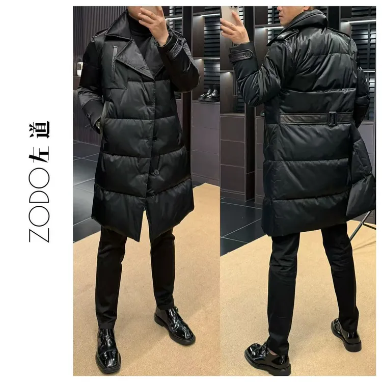 左道｜都市简约风帅气长款翻领长袖羽绒服21064