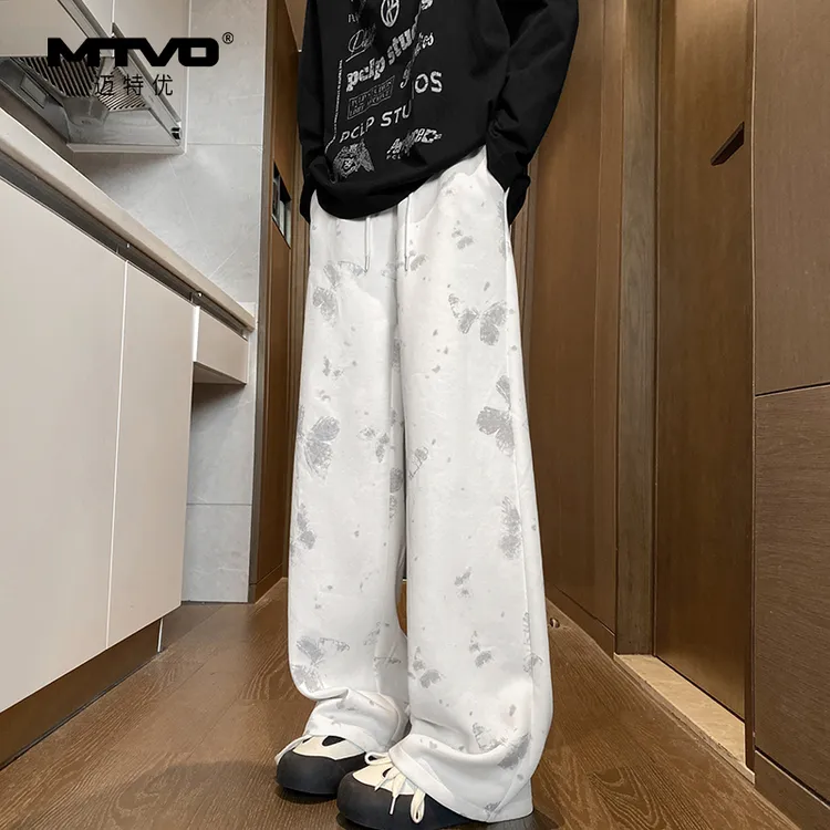 直筒休闲裤2025年秋季新款男款美式潮牌高街百搭蝴蝶印花休闲长裤