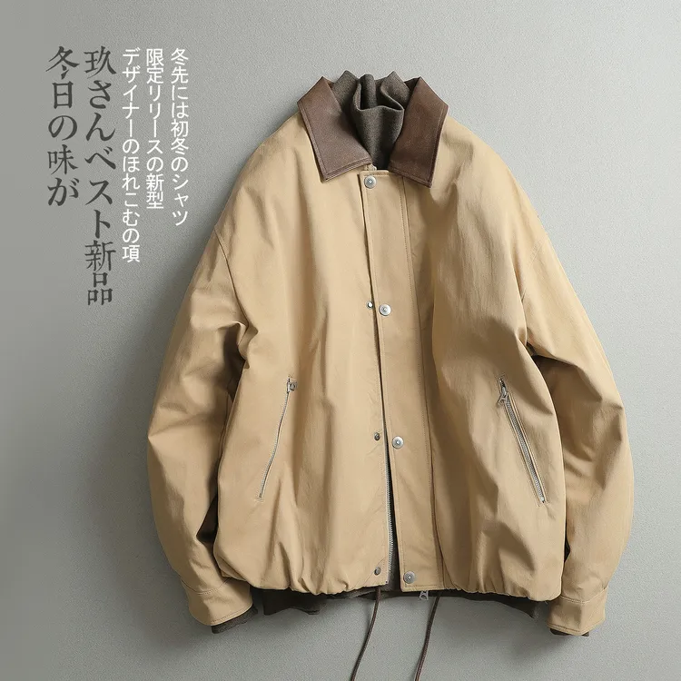 【见川】冬季拼接皮领羽绒服 男