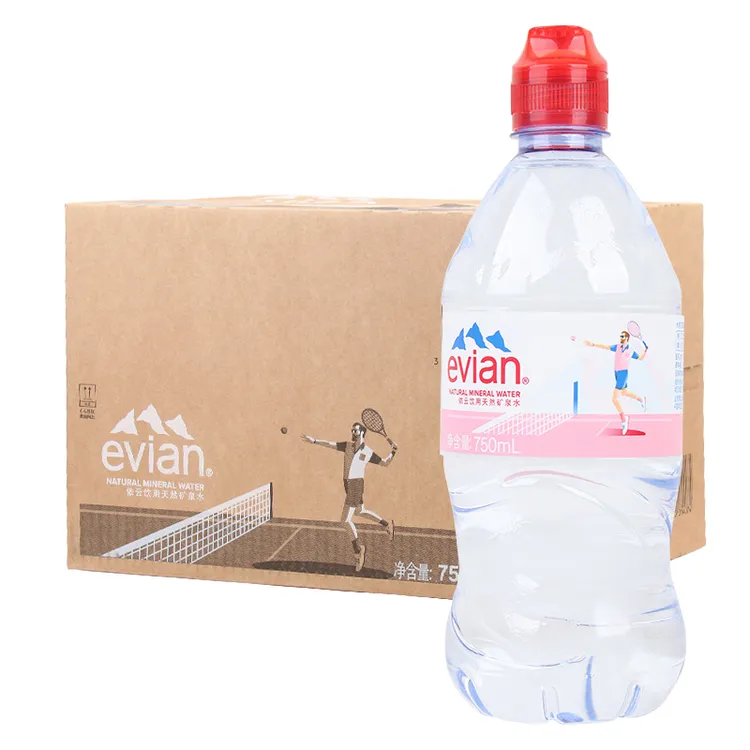 特价法国进口evian/依云天然矿泉水750ml*12运动瓶/整箱饮用水