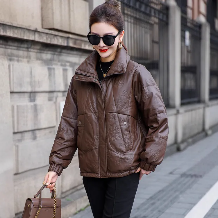 品质新款真皮女短款绵羊皮夹克外套2025冬新款休闲宽松海宁皮衣