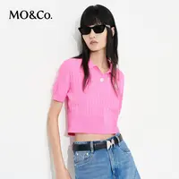【贤哥专享】MOCO夏复古麻花绞花肌理POLO领短款针织衫MBC2SWTT22