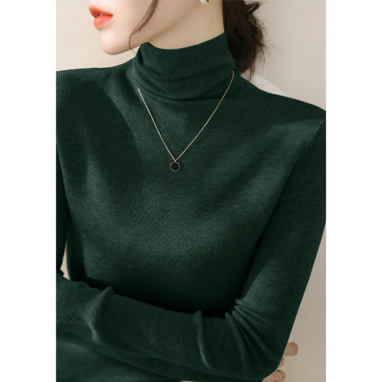 2025新款简约时尚堆堆领打底衫毛衣秋冬女款爆款百搭修身显瘦打底
