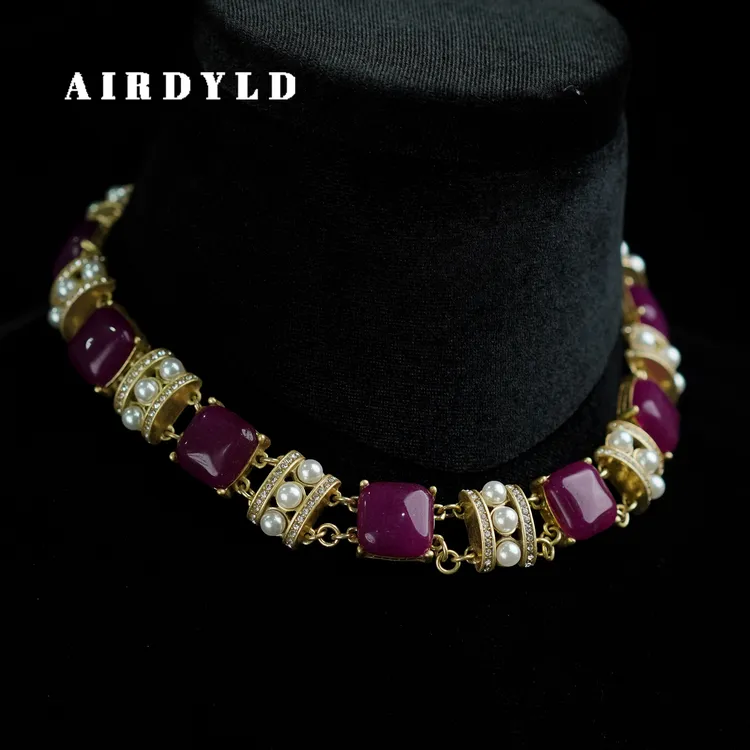 黄铜仿珍珠项链 【紫藤之恋项链】紫色复古法式优雅气质百搭项链