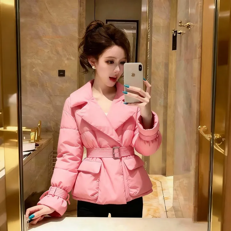 保暖棉服女款2025新款冬超好看轻奢高端气质收腰加厚咖色夹棉外套