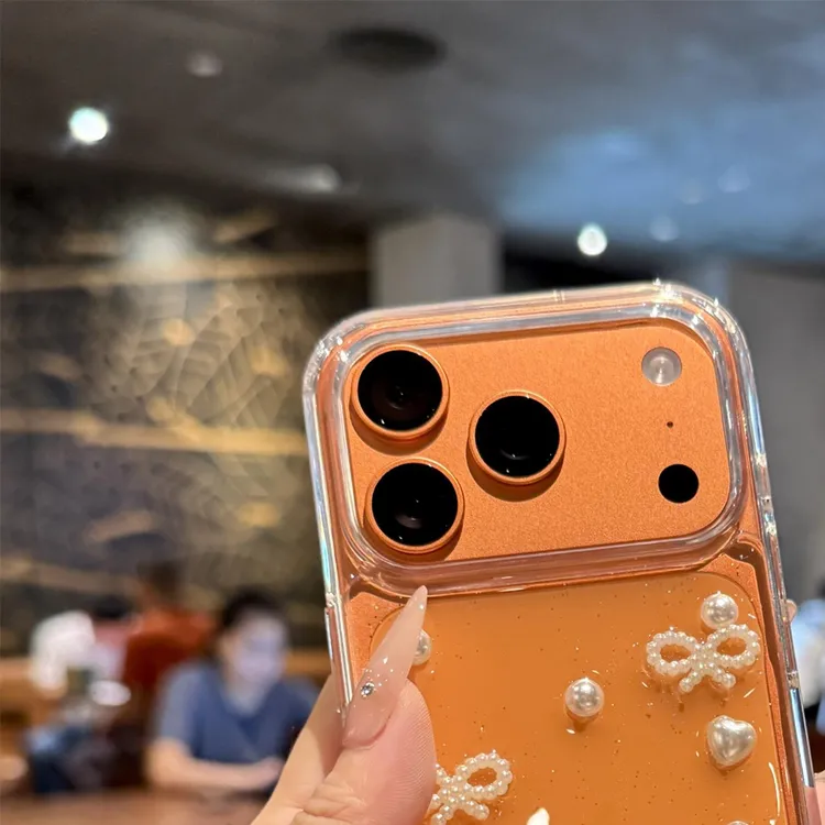 适用个性苹果17promax高级感珍珠蝴蝶结iPhone17新款17pro手机壳