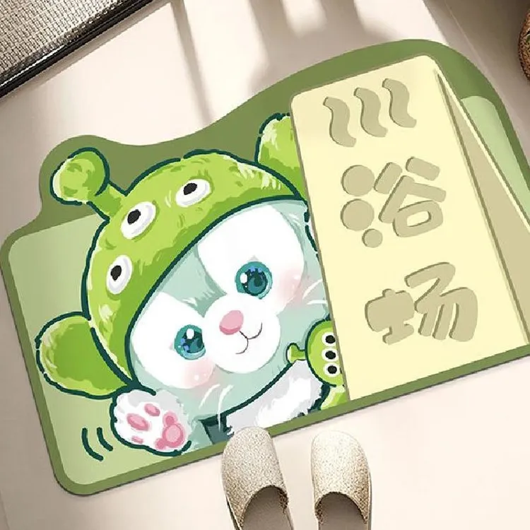 ins风卡通现代硅藻泥浴室琳娜贝尔防滑地垫吸水防摔脚洗手间垫子