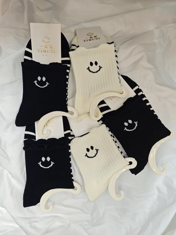 秋冬季中筒女棉袜常规款休闲时尚5双一组可以包秋裤穿不臭脚