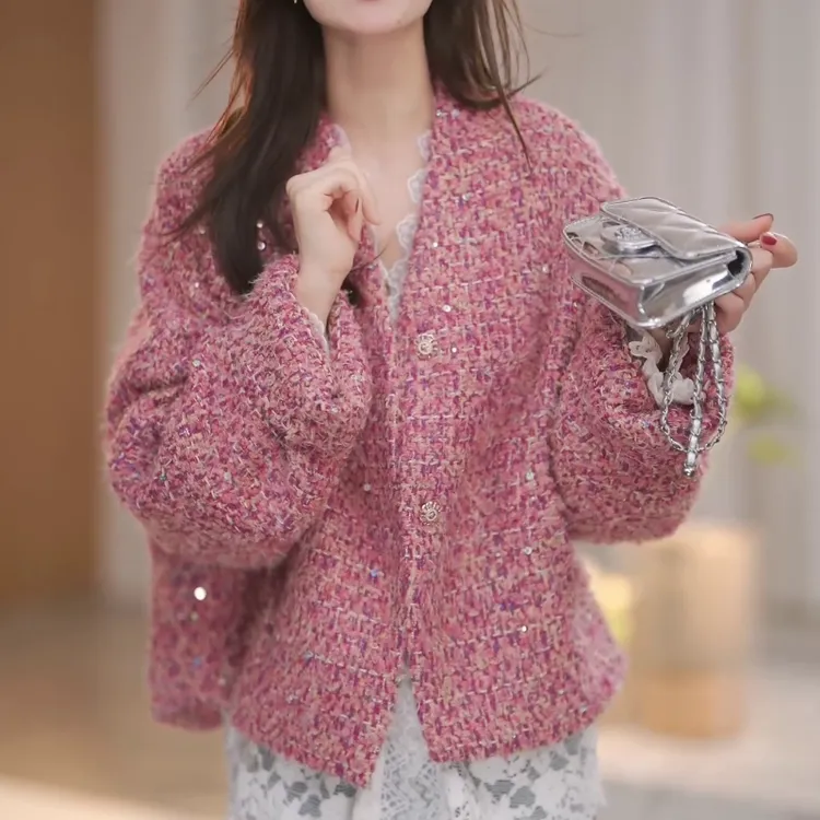 小香风气质网红外套女2025年秋季新新款法式高级感气质粗花呢开衫
