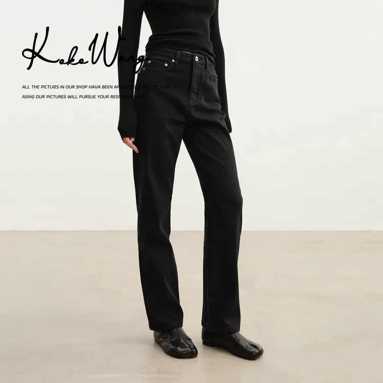 KOKOWANG【直腿马蹄裤】 秋冬款复古显瘦百搭直筒牛仔裤N6735G14K01