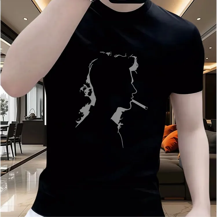 男士短袖T恤爆款2025夏季新款纯棉潮牌痞帅大码印花休闲圆领上衣