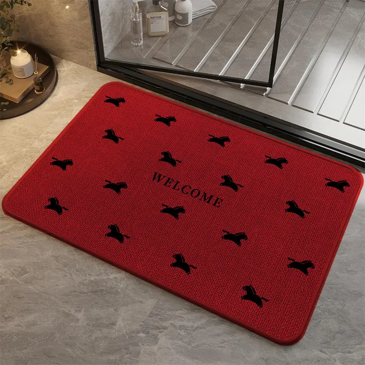 小马编织纹仿亚麻浴室地垫脚垫吸水防滑速干卫生间门口专用地毯