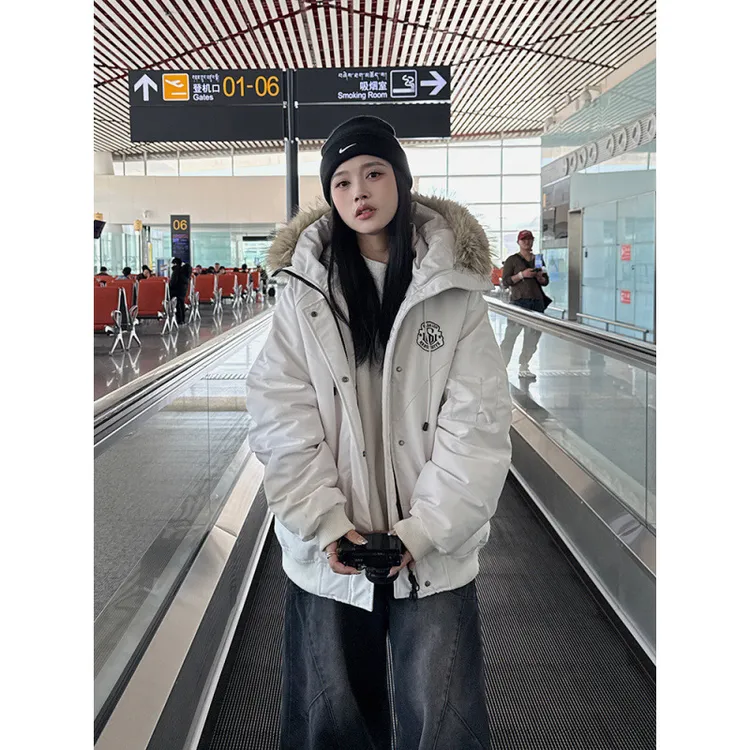 美式复古服女短款冬季韩版情侣款款棉衣棉袄加厚小个子外套