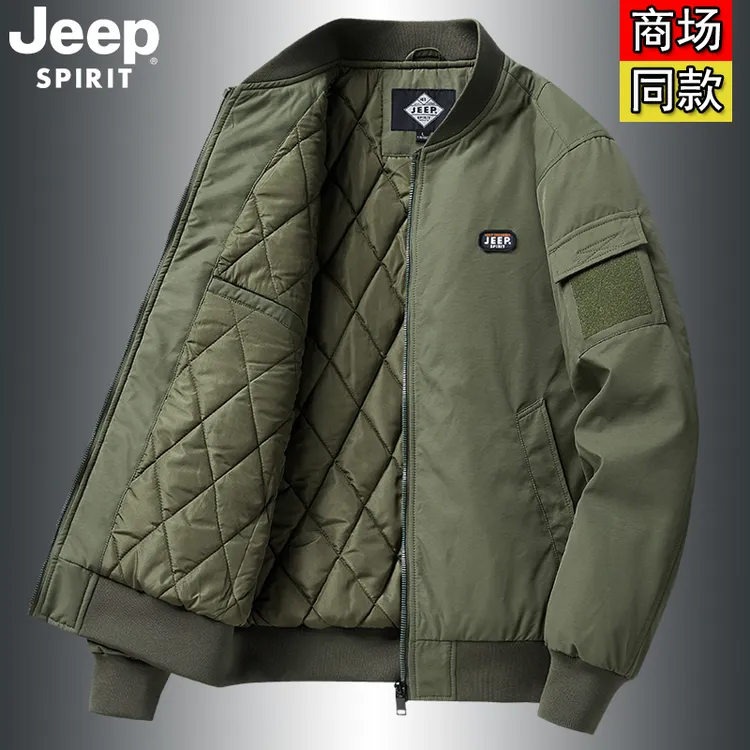 Jeep spirit吉普飞行员夹克男士休闲春秋季工装外套宽松棒球加厚