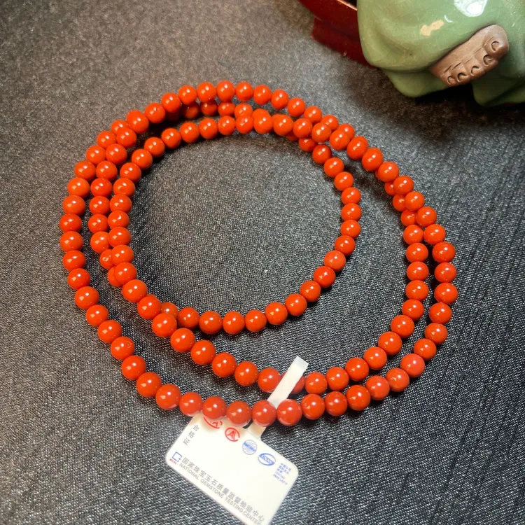 南红雅舍154s保山老矿精品满色满肉南红柿子锦气质红色简约素圈珠