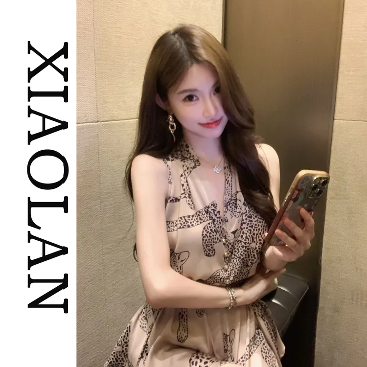 小岚同学「薄暮纱影」「原创」法式轻奢露肩挂脖夏季气质上衣