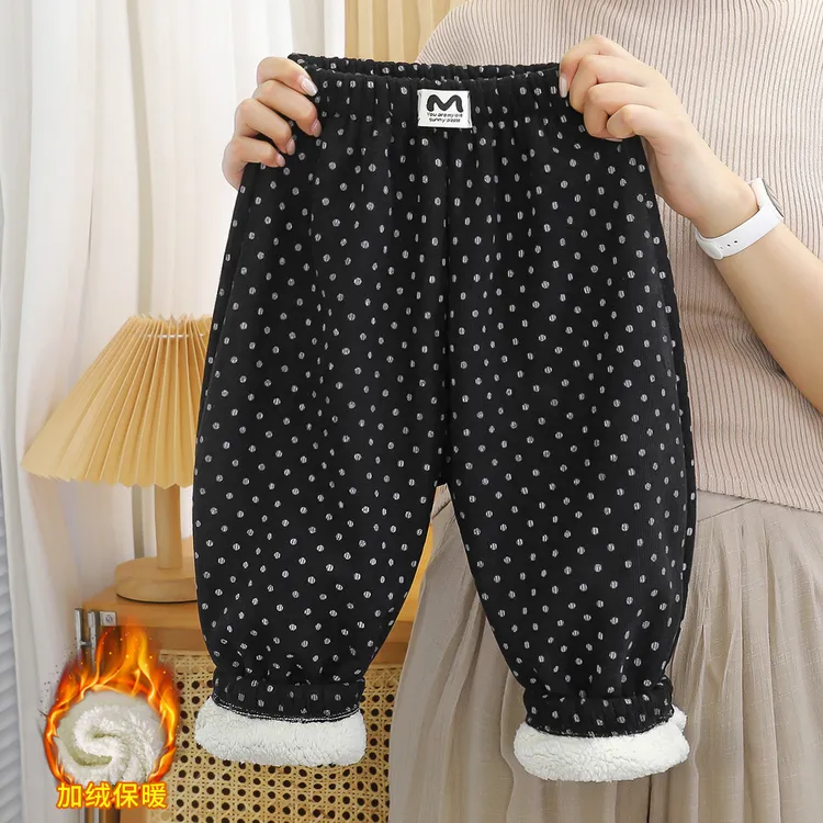 2025秋冬款女童韩系加绒加厚裤子男宝女宝百搭休闲裤潮童