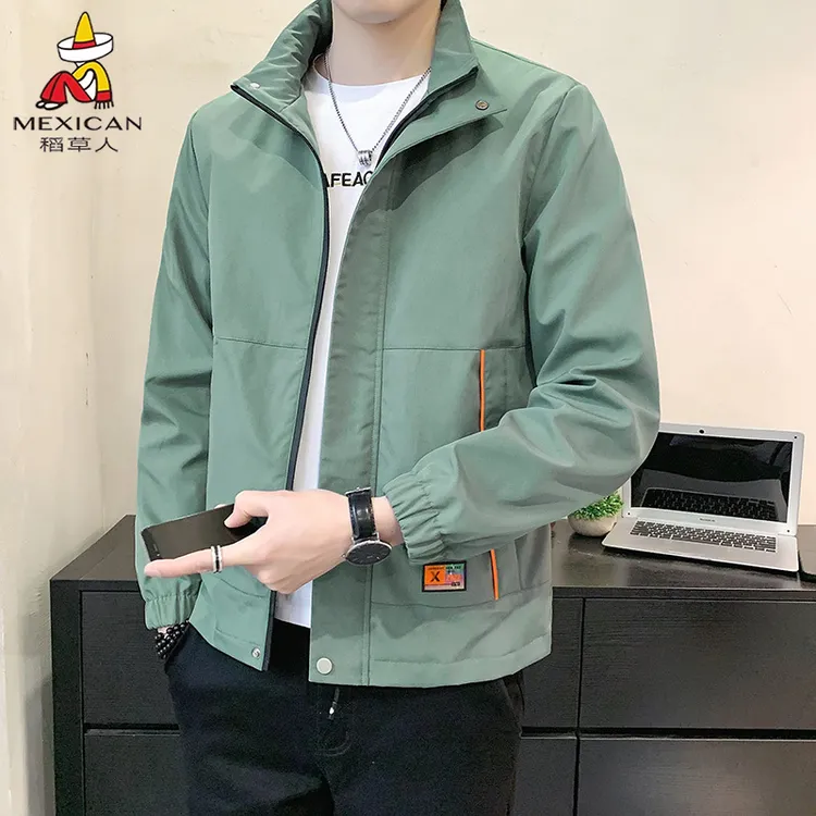 稻草人帅气夹克外套男春秋季潮牌宽松立领长袖休闲上衣男2025新款