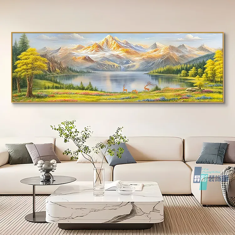 金山聚宝盆客厅装饰画发财金山沙发背景墙挂画现代轻奢聚财山水画