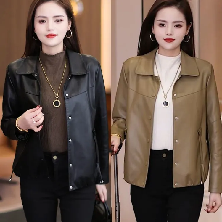 【气质女人专属】海宁短款2025春秋季皮衣外套女新款显瘦百搭上衣