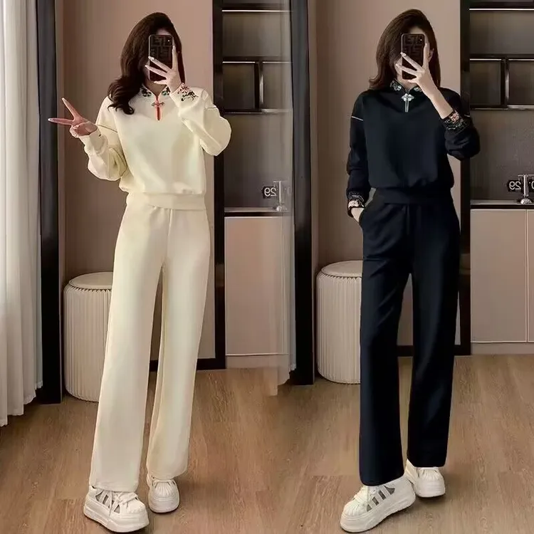 微胖mm休闲套装女士春秋季大码显瘦遮肉洋气质妈妈装运动服两件套