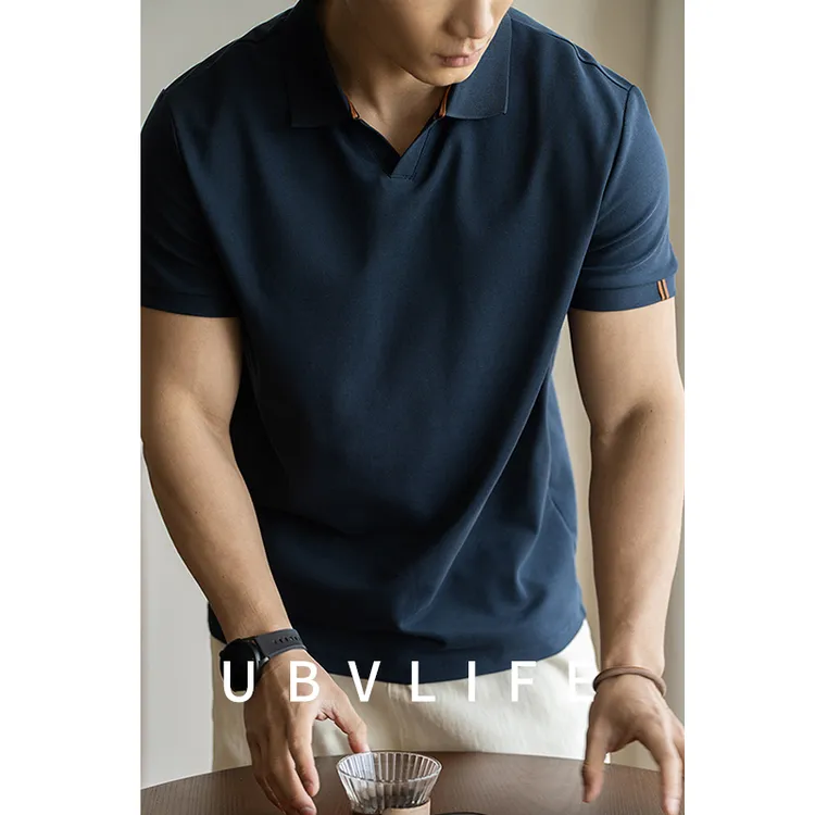 美式海鸥领新疆棉透气短袖polo衫男款2025夏季老钱风休闲保罗衫薄