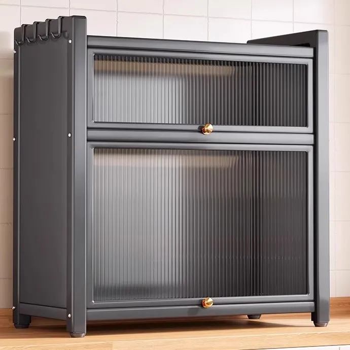 厨房调料品置物架多功能台面带盖防尘防锈调料收纳柜子置物柜家用