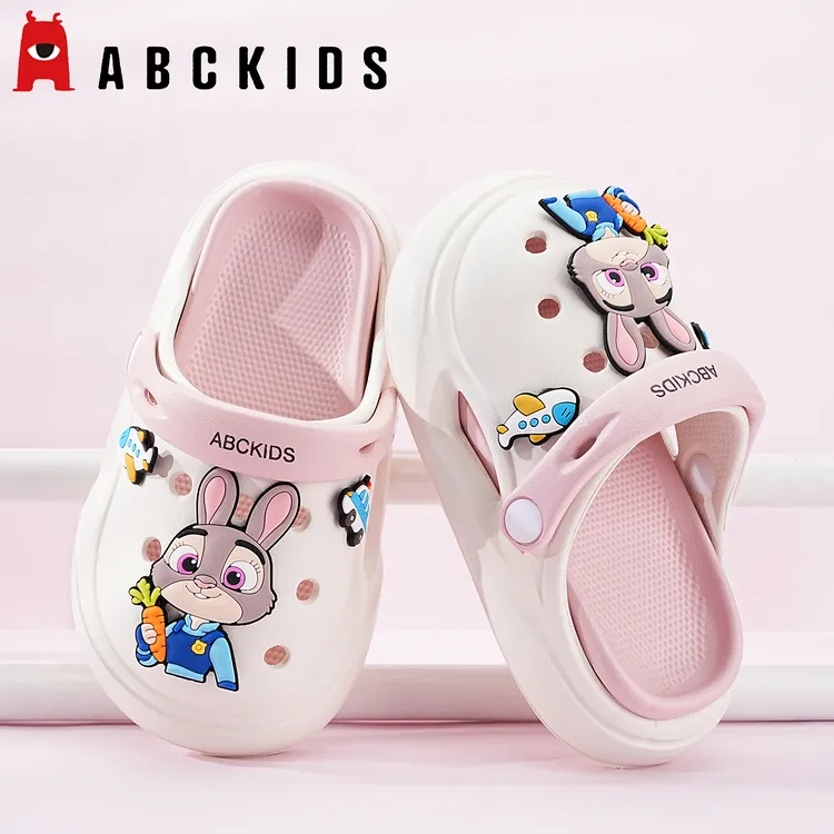Abckids女童洞洞鞋疯狂动物城儿童包头拖鞋防滑软底宝宝沙滩凉鞋