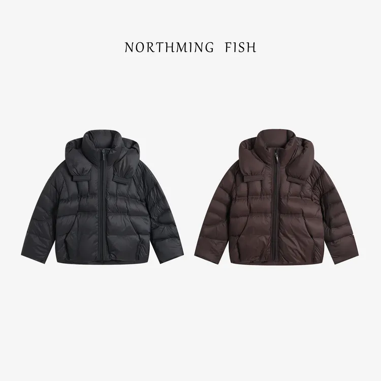 NorthMing fish「复古酒心」简约现代 保暖锁温实穿带帽鹅绒服