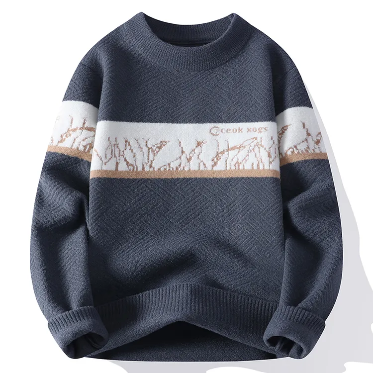 圆领毛衣韩版冬季潮牌打底衫加厚保暖慵懒风毛线衣软糯打底针织衫