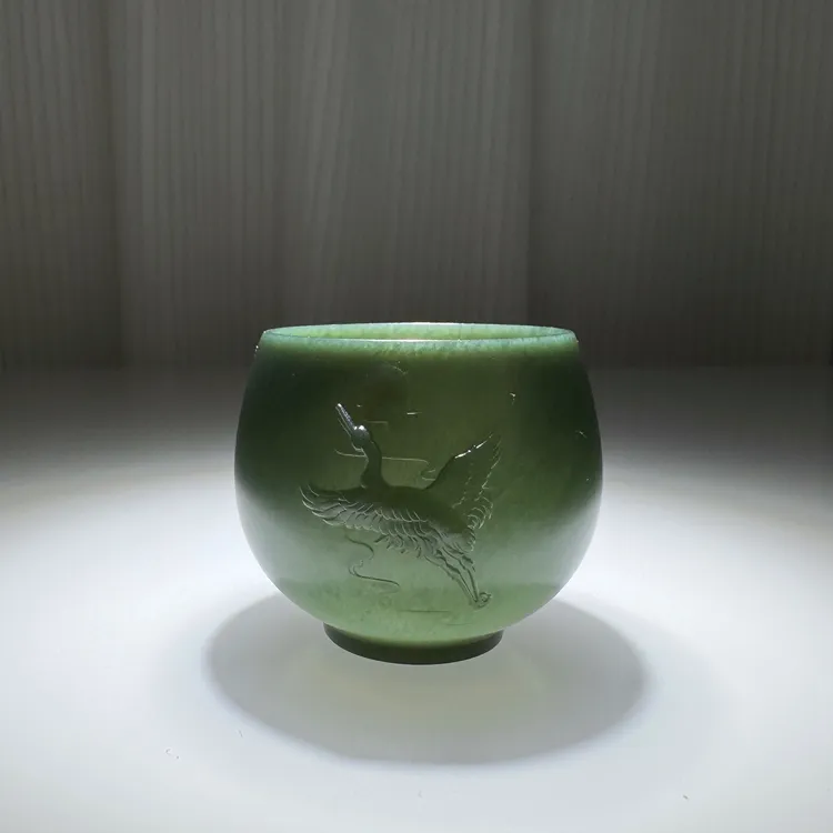 和田玉青玉高端精品仙鹤主人杯