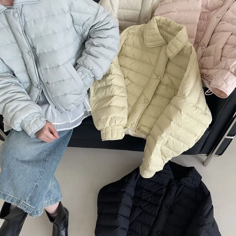  2025新款高级感羽绒服女短款翻领加厚保暖白鸭绒小个子外套