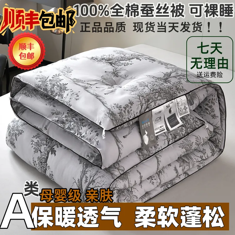蚕丝被出口100%正品春秋被芯冬季加厚被子学生用空调被双人秋冬款