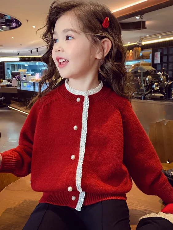 女童毛衣秋冬2025新款儿童洋气法式小香风毛衣开衫小女孩儿童毛衣